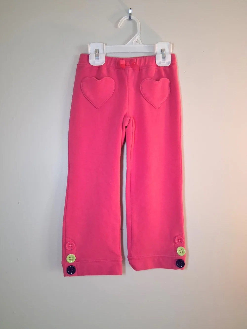 Gymboree Bright Pink Fleece-Lined Joggers with Heart Knees Size 3T